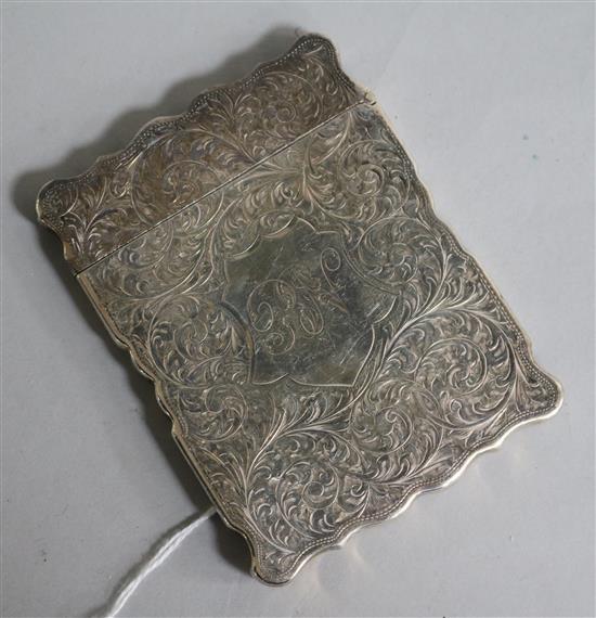 A late Victorian silver card case by Hilliard & Thomasson, 98mm.